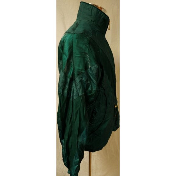 Vtg Active Frontier Womens Medium Shiny Blue green Full Zip Windbreaker Jacket - Picture 5 of 10
